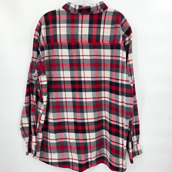 Columbia Plaid Cotton Long Sleeve Button Up Shirt Red Black White Men's 2XL EUC - Picture 5 of 7